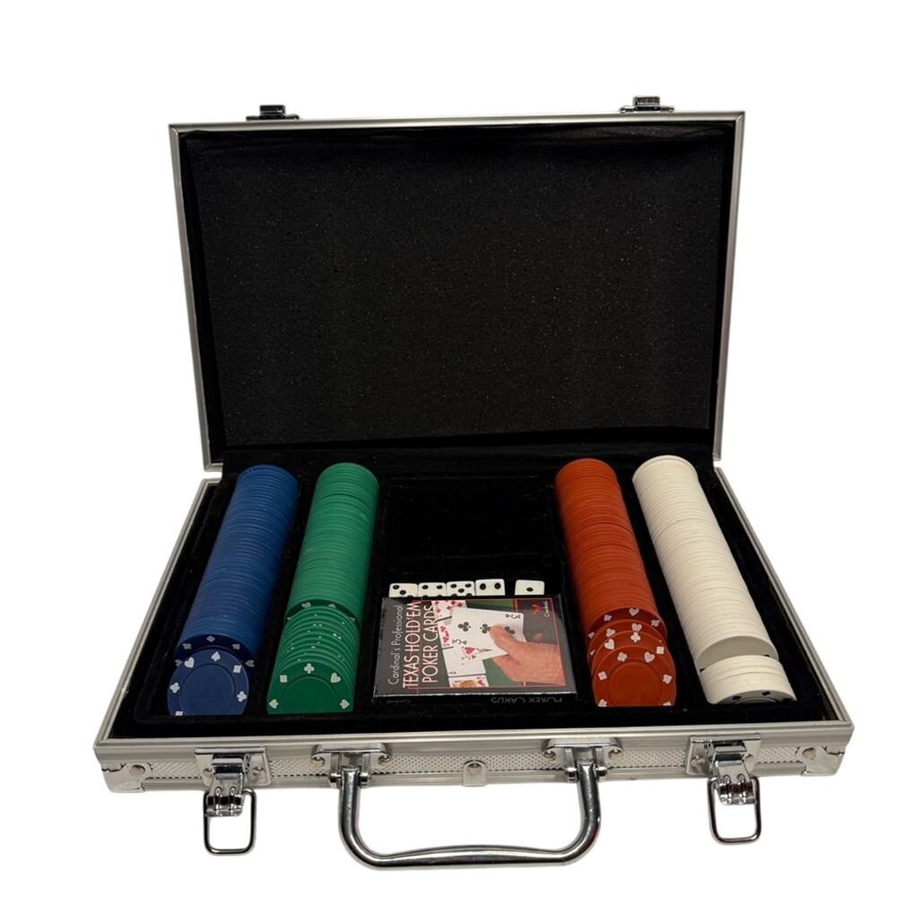 NIB complete poker chips and gaming gambling set
